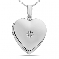 Sterling Silver Heart Locket w  Diamond