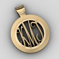 Round Monogram Script Cut Out Pendant