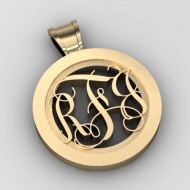 Round Monogram Vine 3 Letter Cut Out Pendant
