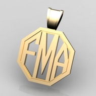 Octagon Monogram 3 Letter Block Cut Out Pendant