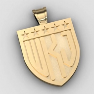 Patriotic Shield Monogram 3 Letter Block Deep Engrave Pendant