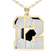 Color Enameled Soccer Number Charm or  Pendant with 2 Digits
