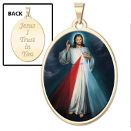 Divine Mercy Oval Medal   Color EXCLUSIVE 