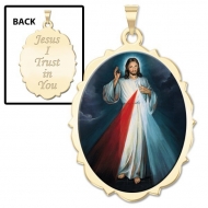 Divine Mercy Scallopped Oval Medal  Color EXCLUSIVE 