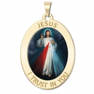 Divine Mercy Oval Medal  Color EXCLUSIVE 