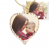 Small Heart Pendant with Diamond Cut Edge Photo Pendant Picture Charm