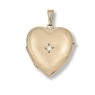 Solid 14K Yellow Gold Heart Four Photo Locket W  Diamond