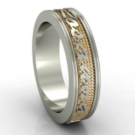 14K Two Toned Woman s Personalized Band with SCRIPT Names and Date