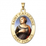 Saint Catherine of Alexandria OVAL Medal   Color EXCLUSIVE 