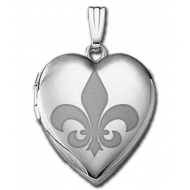 14k White Gold Sweetheart  Fleur de Lis   Locket