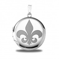Sterling Silver  Fleur de Lis  Round  Picture Locket