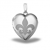 Sterling Silver Sweetheart  Fleur de Lis  Heart Locket
