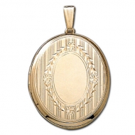 Solid 14k Yellow Gold XL Oval Crest Picture Locket