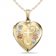 14K Gold Filled Cross Heart Locket