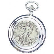 Charles Hubert Open Faced US Half Dollar Coin Pocket Watch