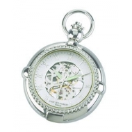 Charles Hubert Open Faced Chrome Tone Pocket Watch
