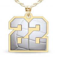 Color Enameled Volleyball Number Charm or  Pendant with 2 Digits