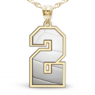 Volleyball Color Enameled Single Number Pendant or Charm