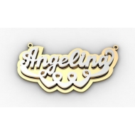 Script Style Heart  Double  Two Tone Name Plate