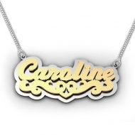 Script Style Heart  Double  Two Tone Name Plate
