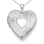 Sterling Silver Butterfly Heart Locket
