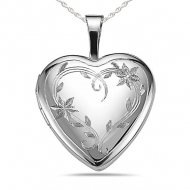 Sterling Silver  Floral Vine  Heart Locket
