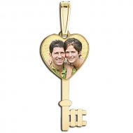 Heart Key  Photo Pendant Picture Charm