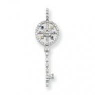 Sterling Silver Multi CZ Key Pendant