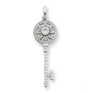 Sterling Silver CZ Key Pendant
