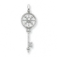 Sterling Silver CZ Key Pendant