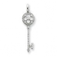 Sterling Silver CZ Key Pendant