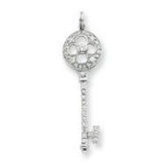 Sterling Silver CZ Key Pendant