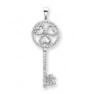 Sterling Silver CZ Key Pendant