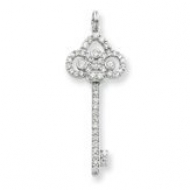 Sterling Silver CZ Key Pendant