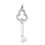 Sterling Silver Diamond Key Pendant