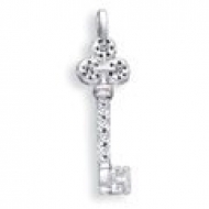 Sterling Silver CZ Key Pendant