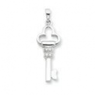 Sterling Silver CZ Key  Charm Pendant