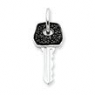 Sterling Silver Black CZ Key Charm Pendant