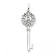 Sterling Silver CZ Peace Sign Key Pendant