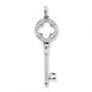 Sterling Silver CZ Key Pendant