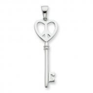 Sterling Silver Peace Sign Heart Key Pendant