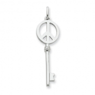 Sterling Silver Peace Sign Round Key Pendant