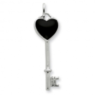 Sterling Silver Onyx Key Pendant