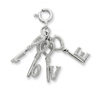 Sterling Silver Heart Love Key Pendant Charms