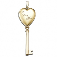 Solid 14K Yellow Gold  I Love You  KEY Locket