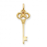 14K Key Pendant or Charm  Yellow or White Gold 