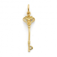 14K Key Pendant or Charm  Yellow or White Gold 