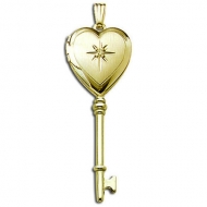Solid 14K Yellow Gold Small Heart KEY Locket