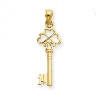 14K Yellow Gold Shamrock Key Pendant or Charm