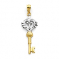 14K Yellow Gold  Two Tone  Cross  Key Pendant or Charm